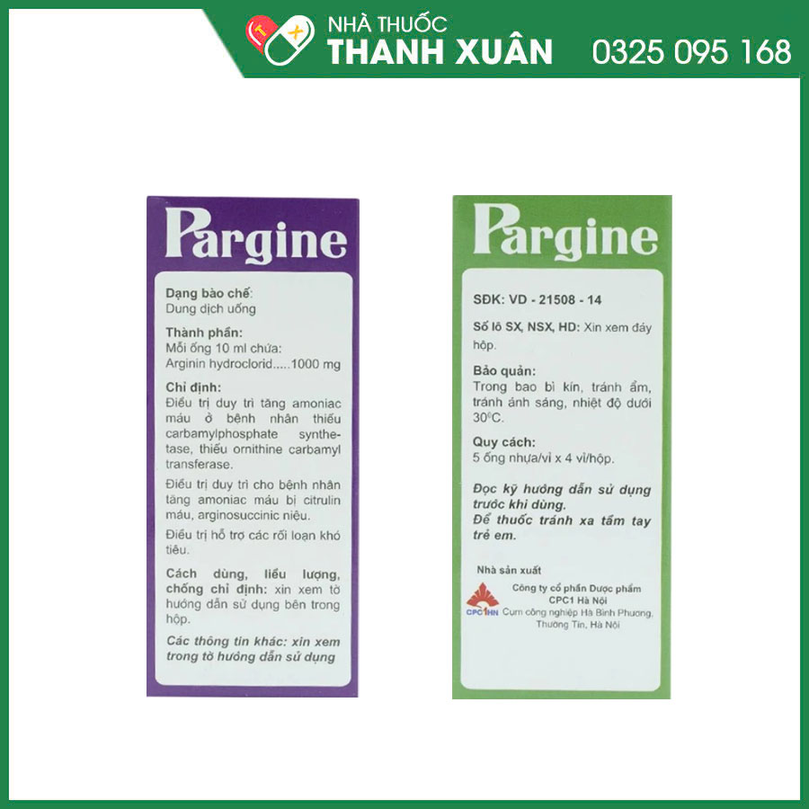 Pargine thuốc điều trị tăng amoniac máu, điều trị hỗ trợ các bệnh khó tiêu